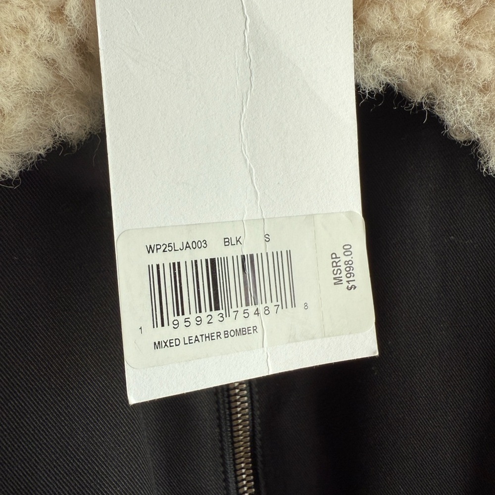 FRAME Luxury Shearling Leather Bomber Jacket - Picture 15 of 15